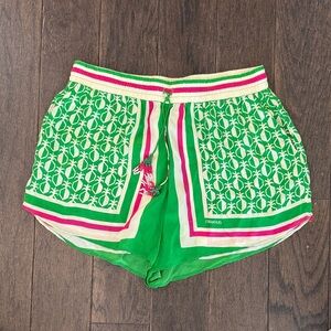 FARM Rio Green and Pink Patterned Athletic Shorts